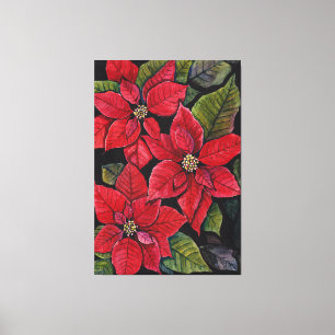 Impressão Em Tela Poinsettia Vibrante Em Aquarela