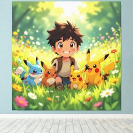 Impressão Em Tela Pokémon und seine Treue Freunde Leinwanddruck