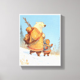 Impressão Em Tela Polar Bear & Inuit Child Winter Nursery Poster