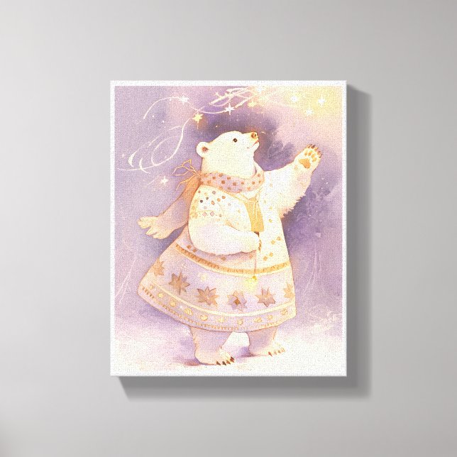 Impressão Em Tela Polar Bear Winter Magic | Whimsical Nursery Art  (Frente)