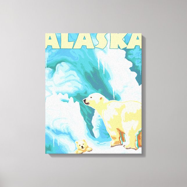 Impressão Em Tela Polar Bears & Cub - Sitka, Alaska (Frente)