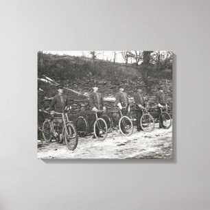 Impressão Em Tela Polícia de Bicicleta e Motocicleta, 1915. Foto Ant