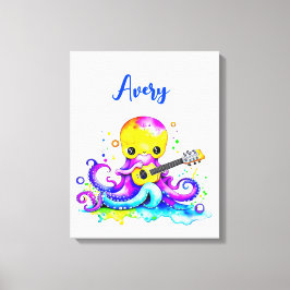 Impressão Em Tela Polvo de desenho animado personalizado tocando vio