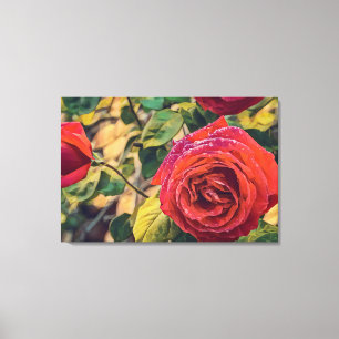 Impressão Em Tela POLY ART de um rosa em uma tela estendida