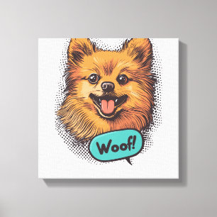Impressão Em Tela Pomerânia Pop Art � Cão de Quadrinhos Retro