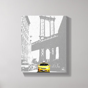 Impressão Em Tela Ponte Brooklyn Nova Iorque Amarelo Taxi Nyc