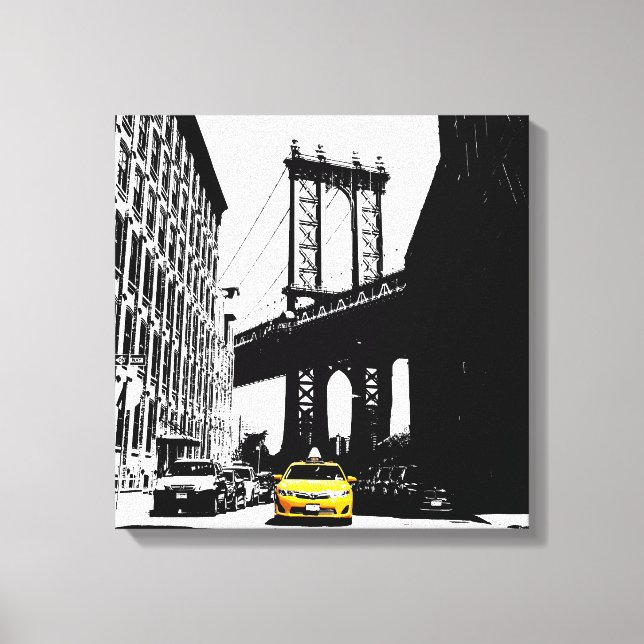 Impressão Em Tela Ponte Brooklyn Yellow Taxi Nova Iorque Nyc (Frente)