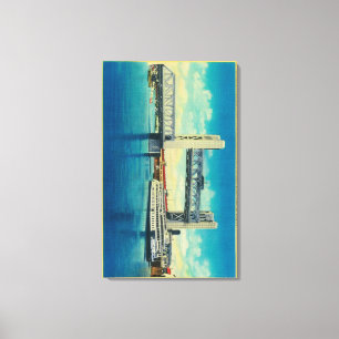 Impressão Em Tela Ponte da torre elevado para o Rio Sacramento