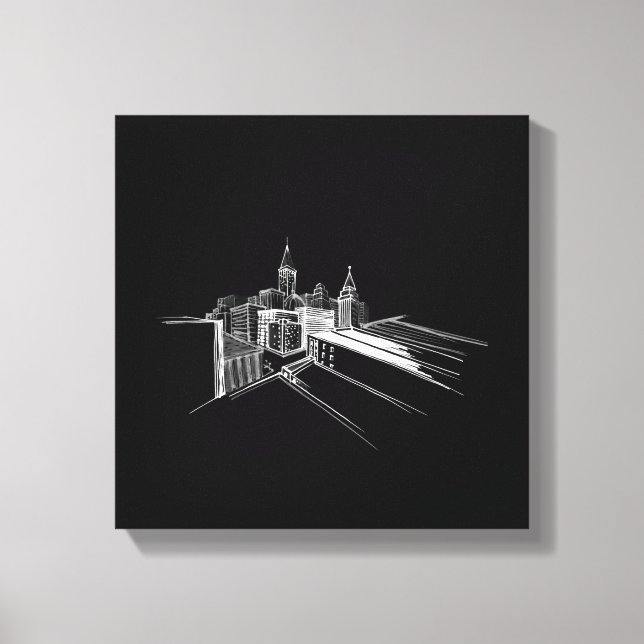 Impressão Em Tela Ponte de Cidade Vibrante Único Preto e Branco Mode (Frente)