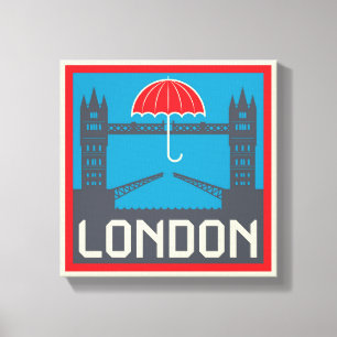 Impressão Em Tela Ponte de Londres com guarda-chuva