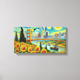 Impressão Em Tela Ponte de Los Angeles no fundo da pintura