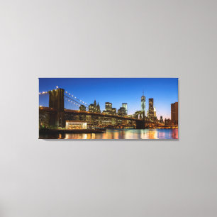 Impressão Em Tela Ponte de Manhattan e de Brooklyn no crepúsculo