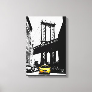 Impressão Em Tela Ponte do Brooklyn Nova Iorque Nyc Yellow Taxi