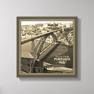 Impressão Em Tela Ponte Porto sobre o rio Douro, Portugal, sepia
