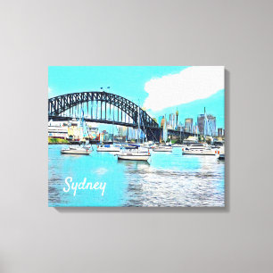 Impressão Em Tela Ponte Sydney Harbor céu azul com iates