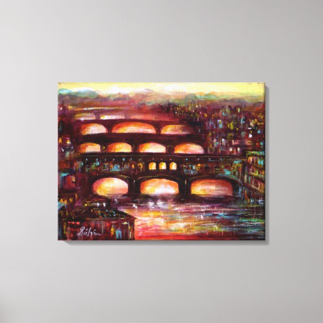 Impressão Em Tela Ponte Vecchio e Outras Pontes de Florença (Frente)