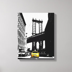 Impressão Em Tela Ponte Yellow Taxi Brooklyn Nyc Nova Iorque Art