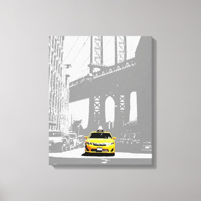 Impressão Em Tela Ponte Yellow Taxi Nyc Nova Iorque Brooklyn (Frente)