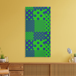 Impressão Em Tela Pontos de Bolinhas Verde Azul Patchwork 