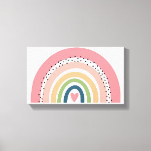 Impressão em Tela - Pontos Polka Arco-íris Rosa