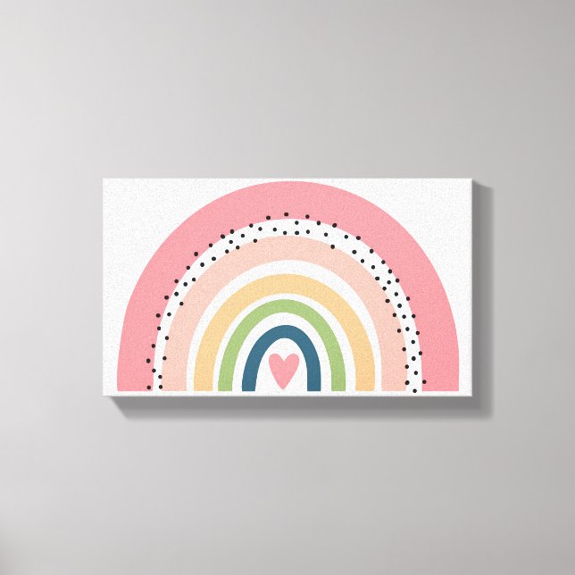Impressão em Tela - Pontos Polka Arco-íris Rosa (Frente)
