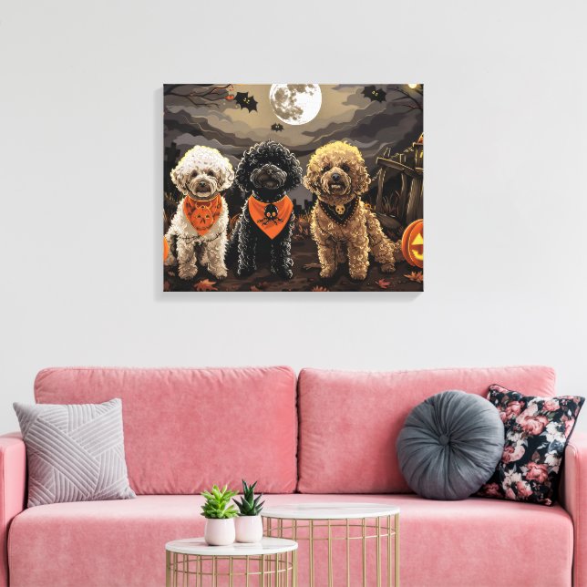 Impressão Em Tela Poodle Halloween Spooky (Insitu(Sala de estar))