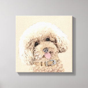 Impressão Em Tela Poodle Miniature Toy Apricot Cream Brown Dog Art