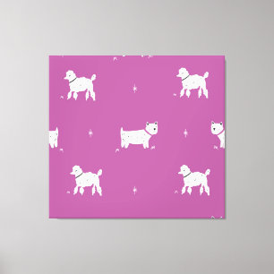 Impressão Em Tela Poodle Roxo: Padrão Retroativo Monocromático