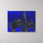 Impressão Em Tela Pop-Art azul preto<br><div class="desc">Ponte Brooklyn,  rio e paisagem urbana de Manhattan,  arranha-céus e edifícios</div>