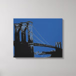 Impressão Em Tela Pop Art Black & Blue Brooklyn Bridge<br><div class="desc">Manhattan Cityscape,  arranha-céus e edifícios</div>