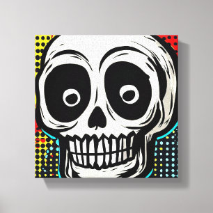 Impressão Em Tela "Pop Art Calavera: Uma Torção Contemporânea