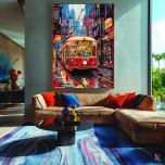 Impressão Em Tela Pop Art City Tram com Reflexões de Neon<br><div class="desc">Atravesse a energia vibrante da cidade com esta pop ousada arte apresentando um elétrico rodeado por ruas iluminadas por neon. As cores e reflexões eletrificantes criam uma composição dinâmica e viva, perfeita para fãs de pop, entusiastas urbanos e aqueles que buscam decoração colorida e moderna. Adicione uma abertura de movimento...</div>