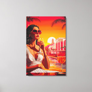 Impressão Em Tela Pop Art Glamoré no Sunset com Vinho