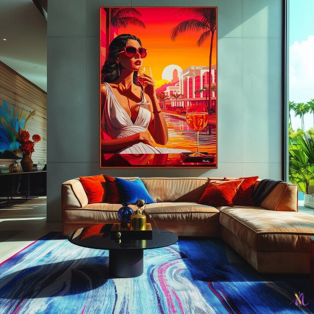 Impressão Em Tela Pop Art Glamoré no Sunset com Vinho (Criador carregado)