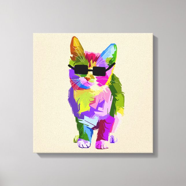 Impressão Em Tela Pop Art legal gatinho arte (Frente)