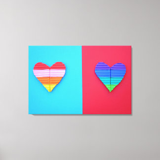 Impressão Em Tela Pop Art Love Twin Rainbow Hearts