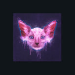Impressão Em Tela Pop Art Lykoi Werewolf Cat<br><div class="desc">Uma pintura digital textural de uma cabeça de gato Lykoi com arranhões,  salpicos e pingos sobre um fundo texturizado áspero.</div>