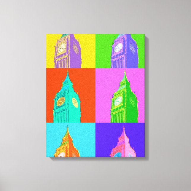 Impressão Em Tela Pop Art Neon Big Ben (Frente)