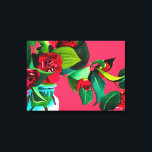 Impressão Em Tela Pop Art red camellia flores aquarela<br><div class="desc">Uma pop de arte inspirou um poster impressão com adorável design floral de uma pintura original de aquarela vermelha com folhagem verde do artista Sacha Grossel. Estas flores são coloridas, vibrantes e brilhantes e este design botânico colorido de arte floral ficaria bonito em qualquer ambiente. Uma peça de arte original,...</div>