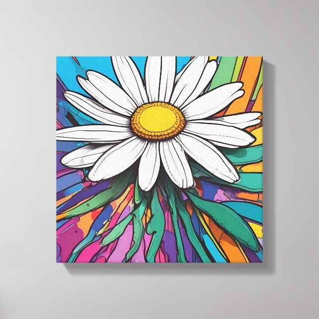 Impressão Em Tela Pop de Arte Psychedelic Daisy (Frente)