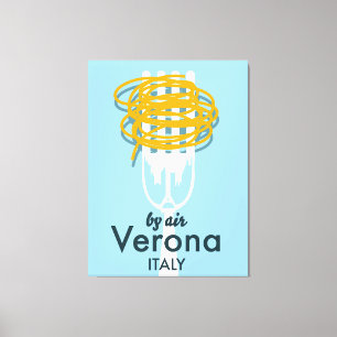Impressão Em Tela Por Air Verona Itália, poster de viagens retrô.