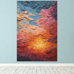 Impressão Em Tela Pôr do Sol Ardente Com Céu Radiante Arte Abstrata