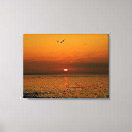 IMPRESSÃO EM TELA PÔR DO SOL ARDENTE NO OCEANO PACÍFICO