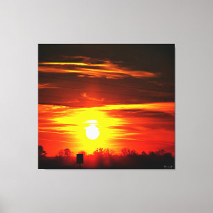 Impressão Em Tela Pôr do Sol Ardente Sobre Árvores