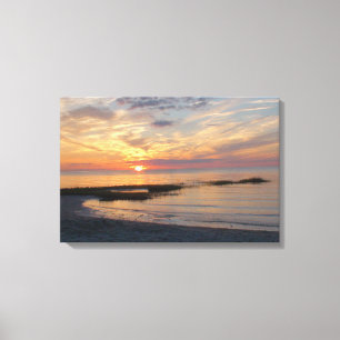 Impressão Em Tela Pôr do sol colorido magnífico sobre uma praia de C