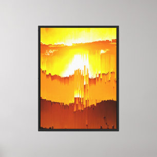 Impressão Em Tela Pôr do Sol com Falha Digital no Horizonte