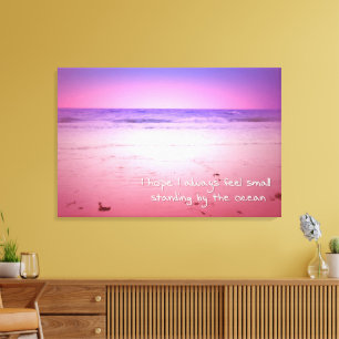 Impressão Em Tela Por do sol cor-de-rosa e roxo do oceano com