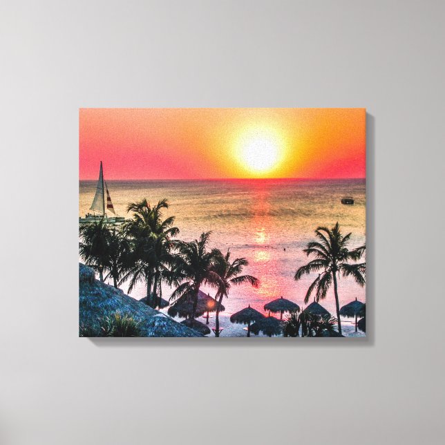 Impressão Em Tela pôr do sol de Aruba (Frente)