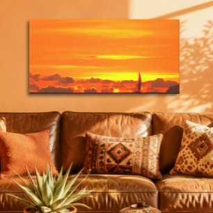 Impressão Em Tela Pôr do sol de veleiro no México Panorâmico 1300 Ar