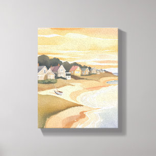 Impressão Em Tela Pôr do Sol de Verão   Aquarela de Martha's Vineyar